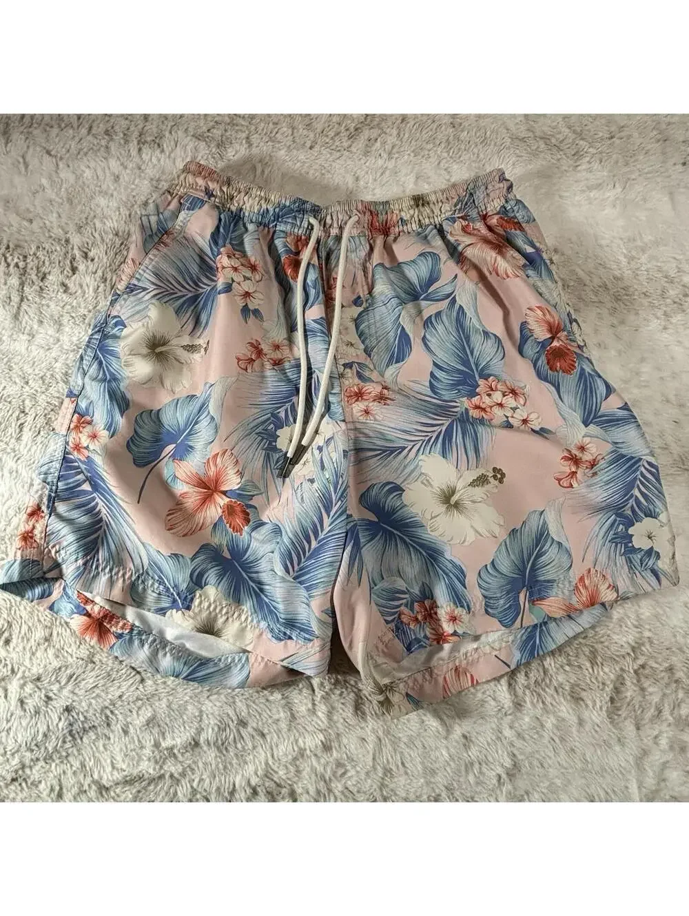 American Eagle Swim Trunks Men’s Medium Pink Floral Beach Shorts